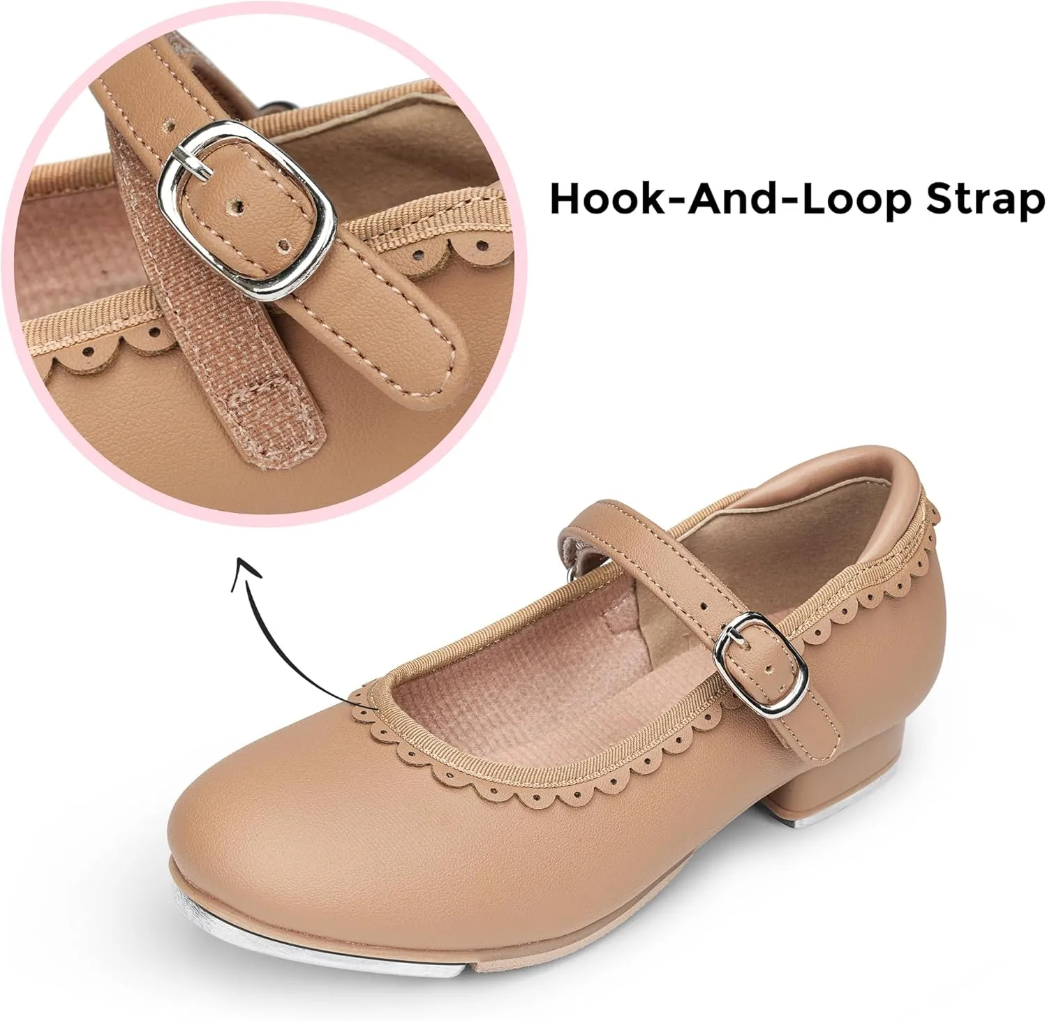 Stelle Tap Shoes for Girls Toddler Dance Shoes Easy Strap Scallop Design (Toddler/Little Kid/Big Kid)