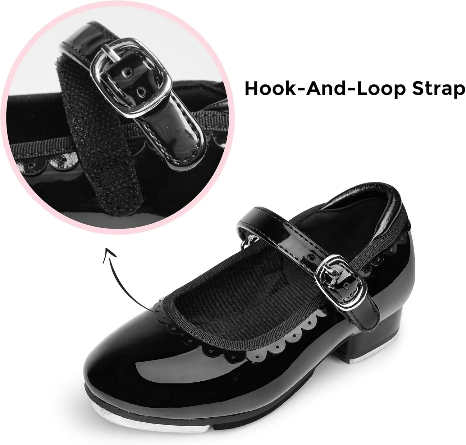 Stelle Tap Shoes for Girls Toddler Dance Shoes Easy Strap Scallop Design (Toddler/Little Kid/Big Kid)