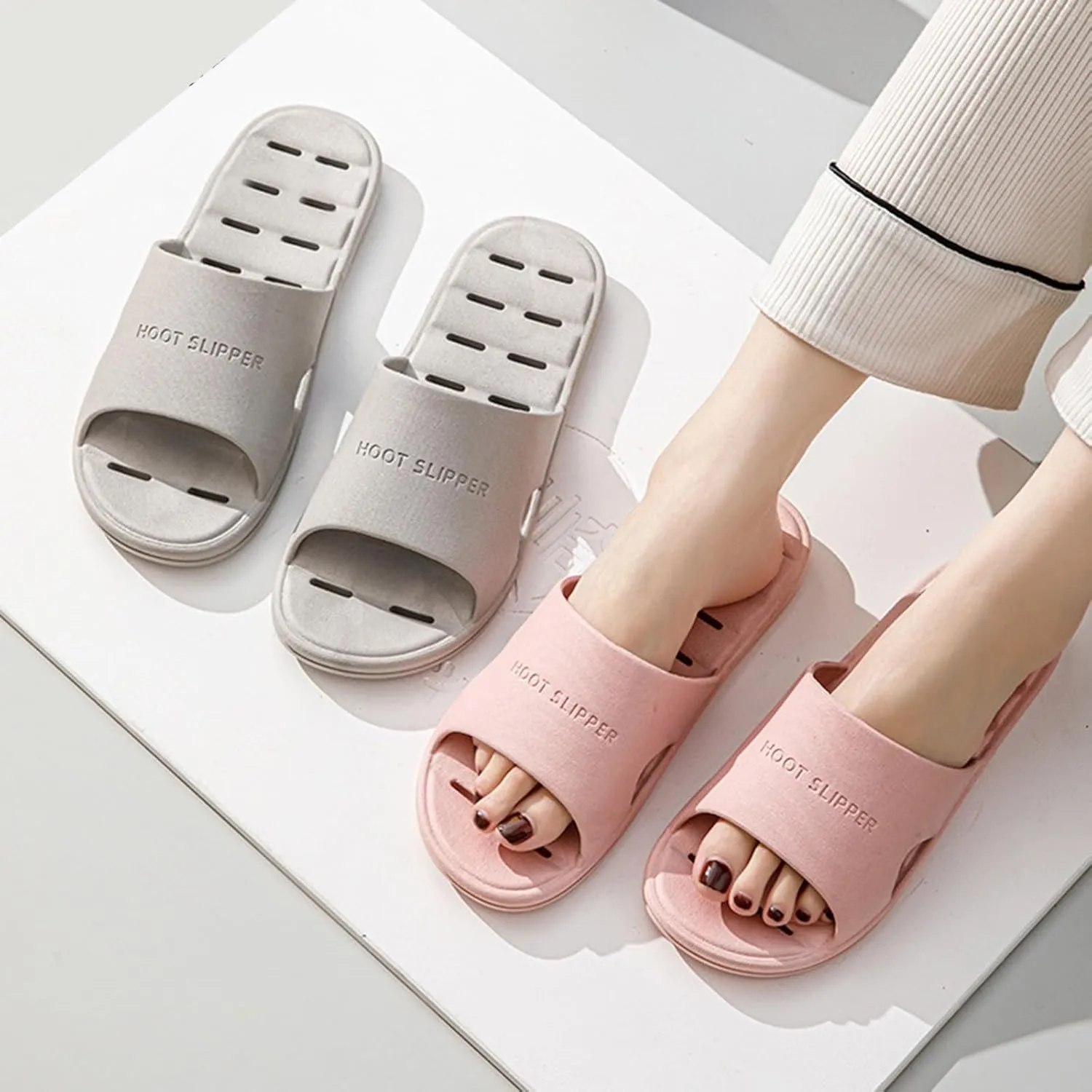 Summer Slides Sandals for Women Open Toe Shower Shoes Bathroom Sandals Walking Sandals Slides for Women