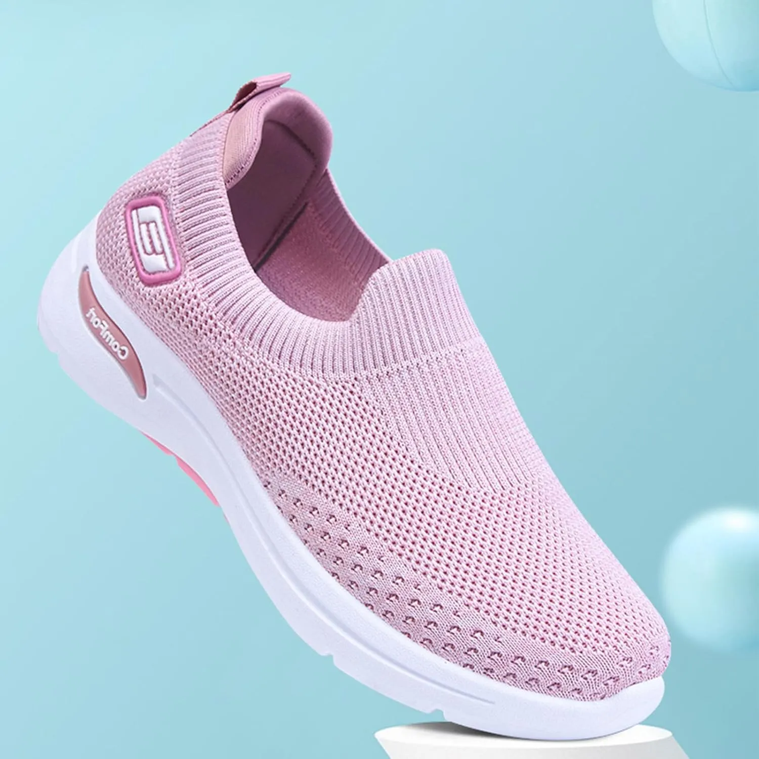 Summer Sneakers for Women Slip On Casual Mesh-Comfortable Tennis Workout Sneakers Breathable Lightweight Orthopedic Shoes with Arch Support Fashion Soft Sole Shoes