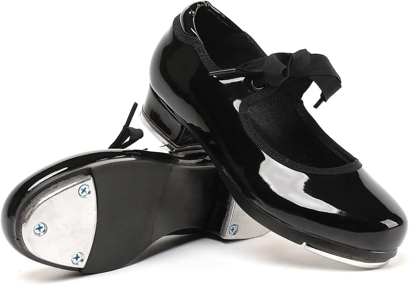 Tap Shoes for Girls Boys, Unisex Kids Tap Dance Shoes for Toddler, Lace-up Mary Jane Tap Shoes