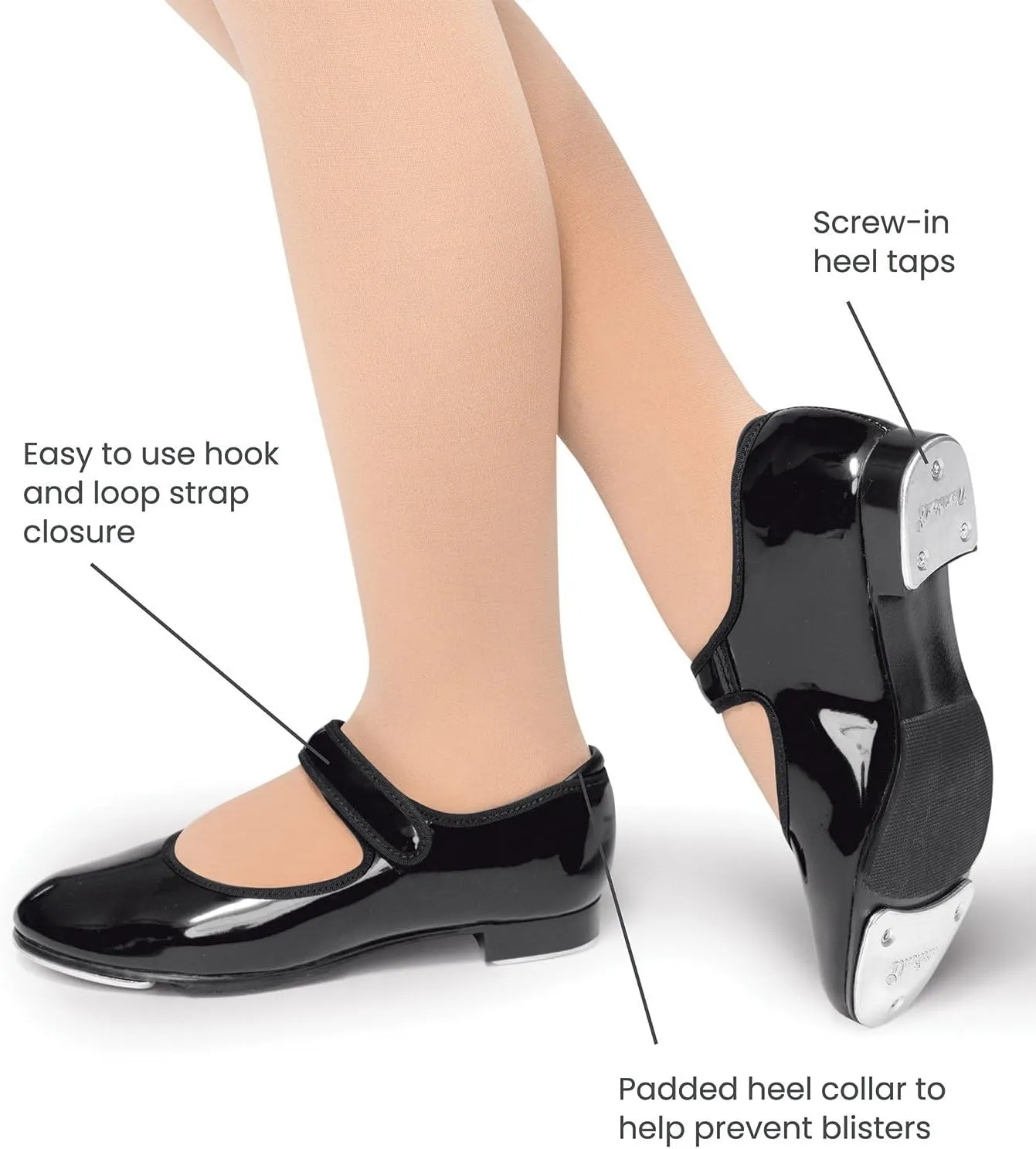 Theatricals Girls Hook and Loop Strap Tap Shoes