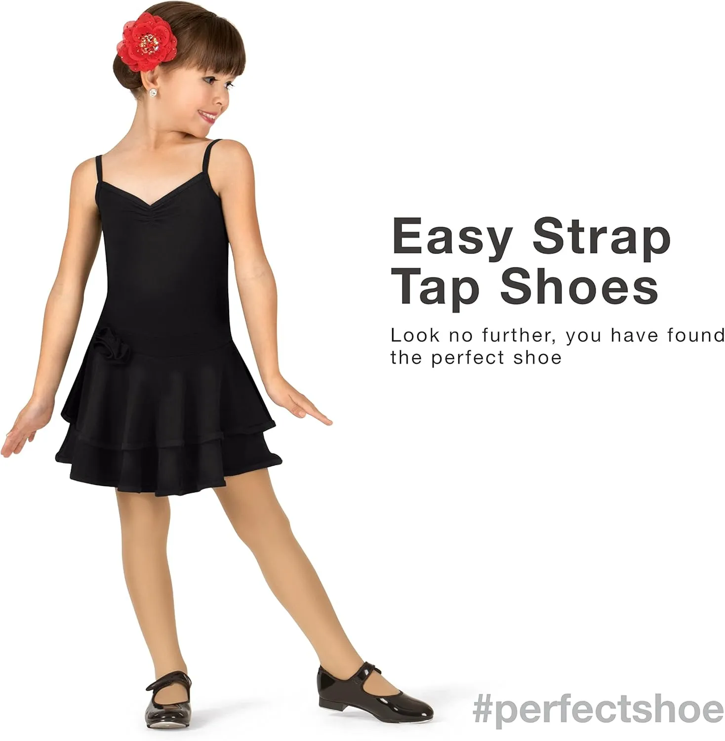 Theatricals Girls Hook and Loop Strap Tap Shoes