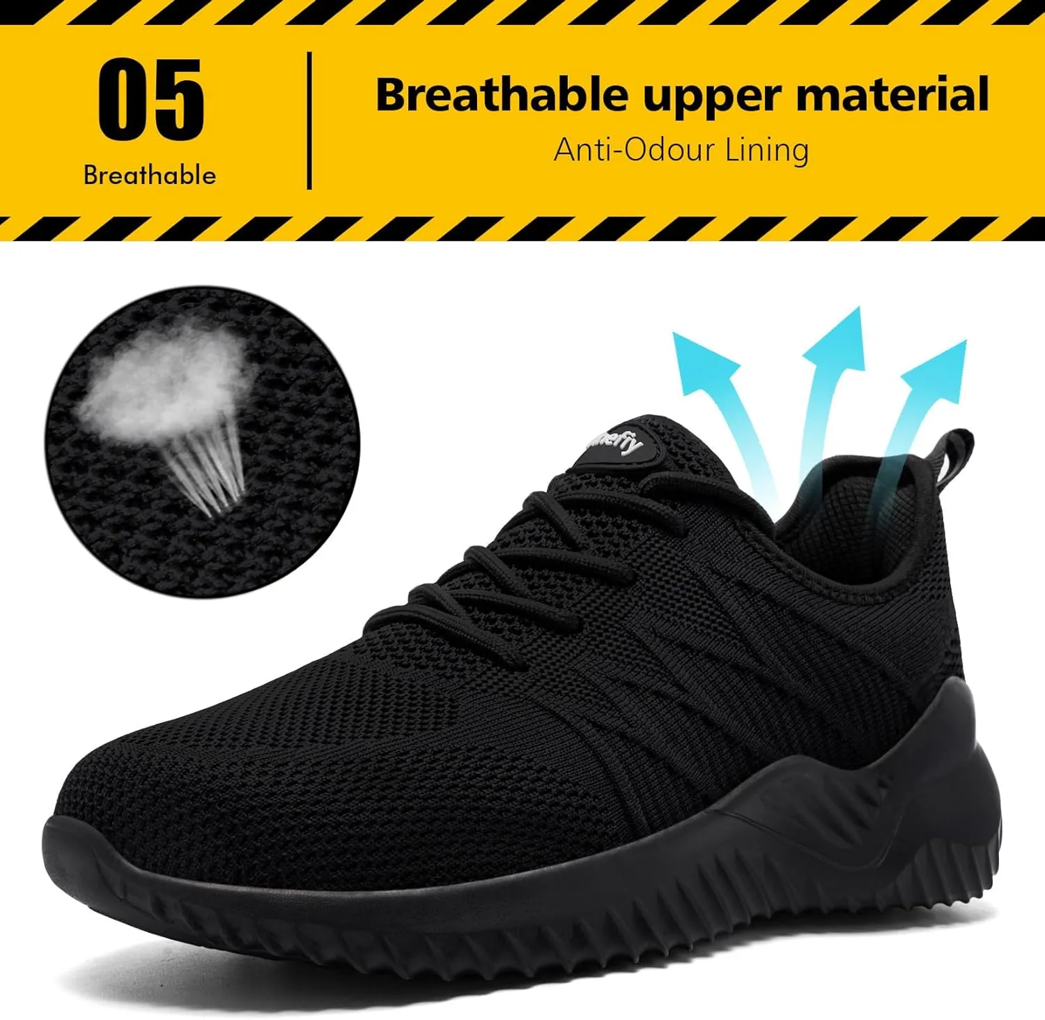 Tinefiy Steel Toe Shoes for Women Lightweight Comfortable Slip Resistant Safety Work Sneakers Cushion Puncture Proof Shoes Indestructible Shoe