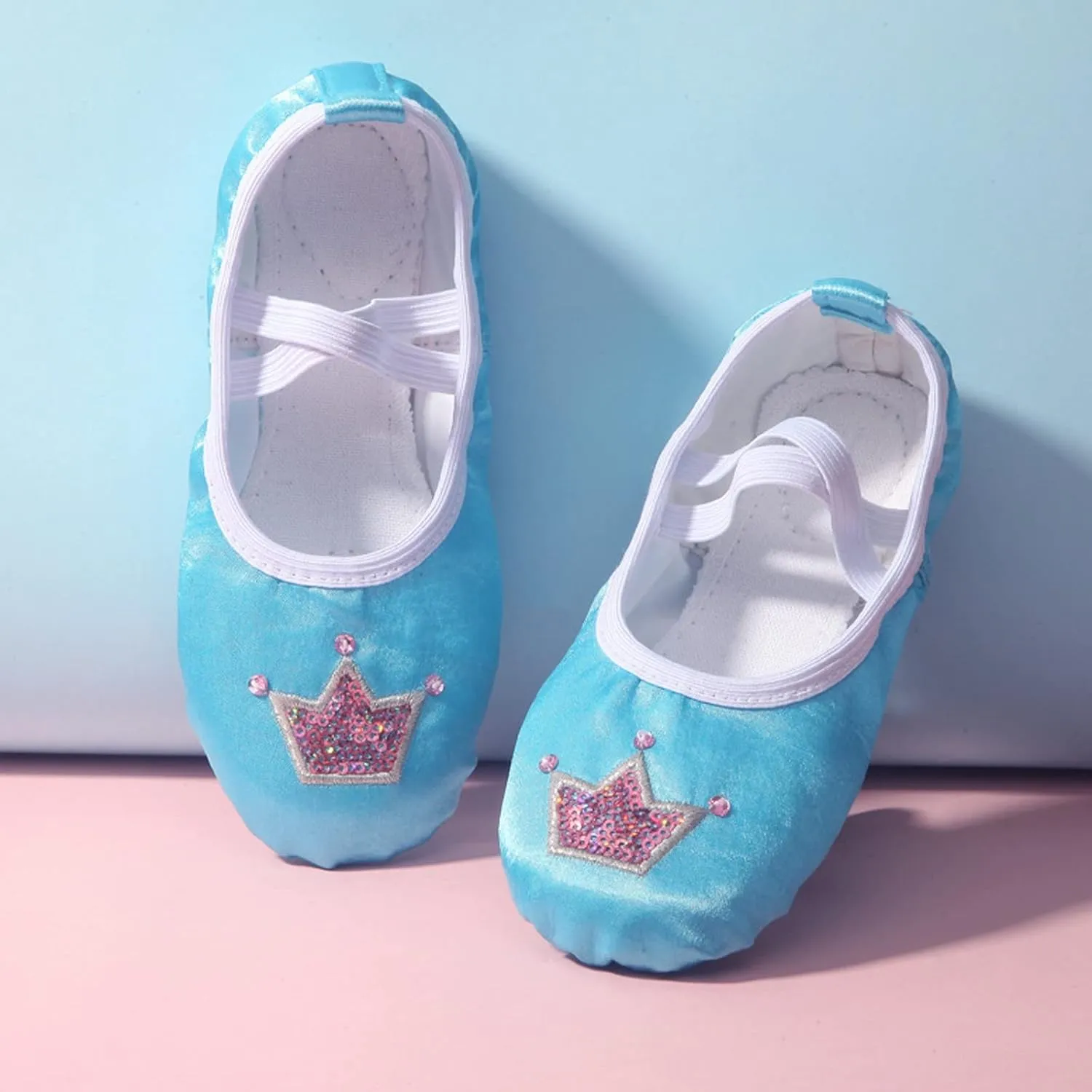 Toddler Ballet Shoes for Girls Star Satin Ballet Slippers for Kids Toddler Dance Shoes Soft Leather Practice Slippers