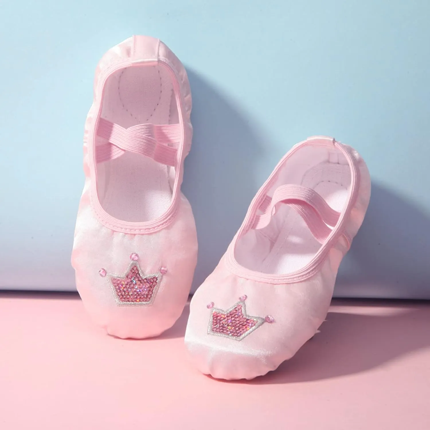 Toddler Ballet Shoes for Girls Star Satin Ballet Slippers for Kids Toddler Dance Shoes Soft Leather Practice Slippers