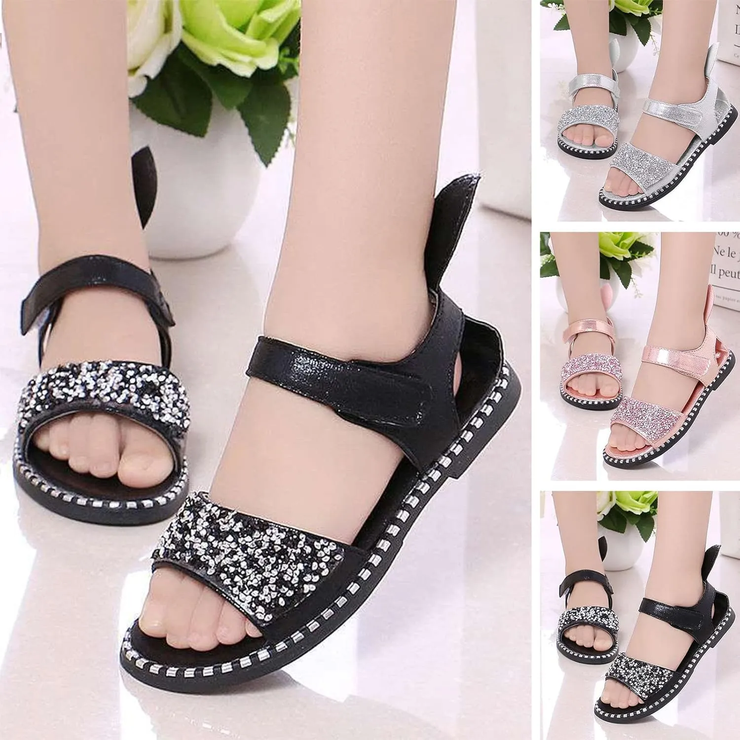 Toddler Bear Slippers Toddler Little Girl Dress Sandals Shoes Casual Slip On Shower Flip Flops for Girls