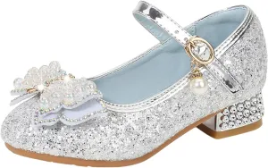 Toddler Flower Girl Bowknot Mary Jane Dress Shoes Cute School 𝗨niform Platform Kids Little Girls Slippers Size 9