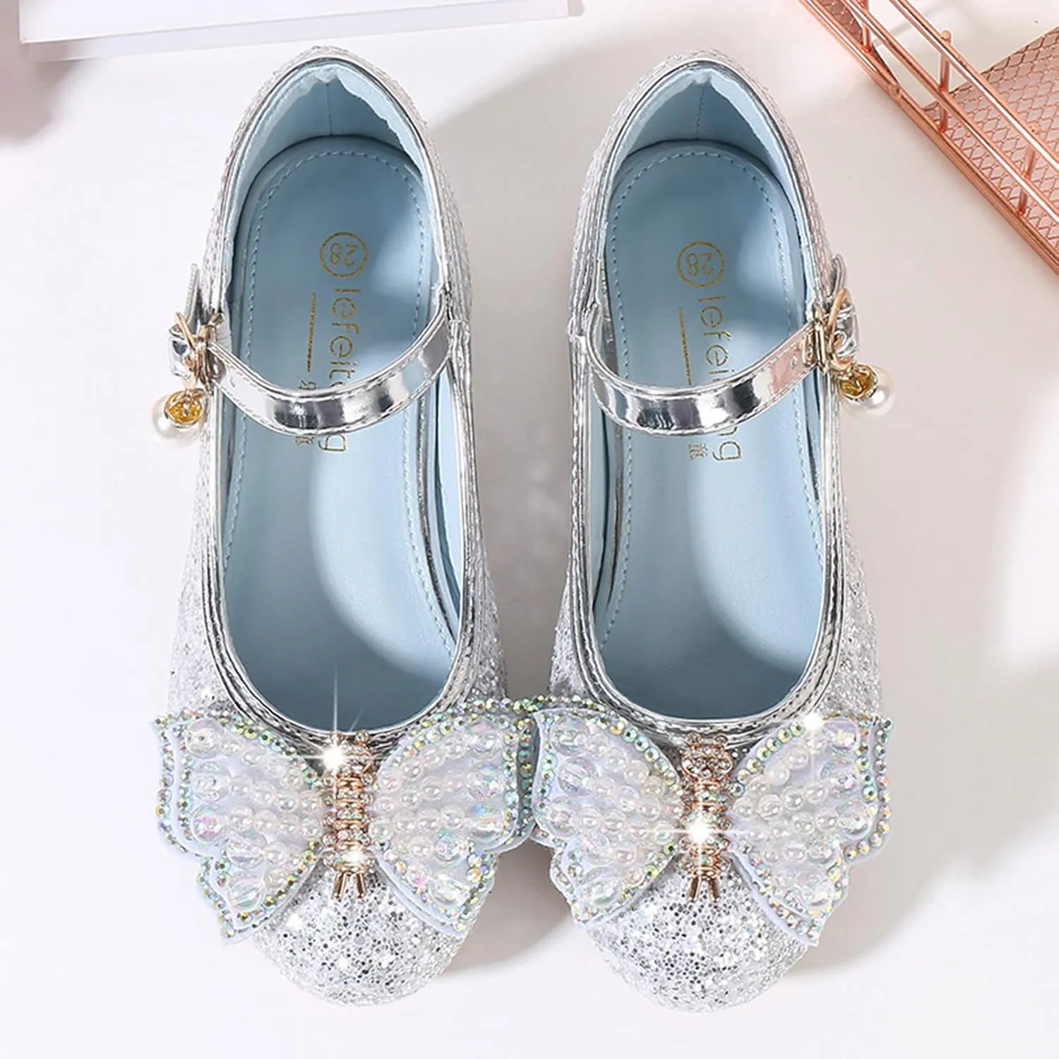 Toddler Flower Girl Bowknot Mary Jane Dress Shoes Cute School 𝗨niform Platform Kids Little Girls Slippers Size 9