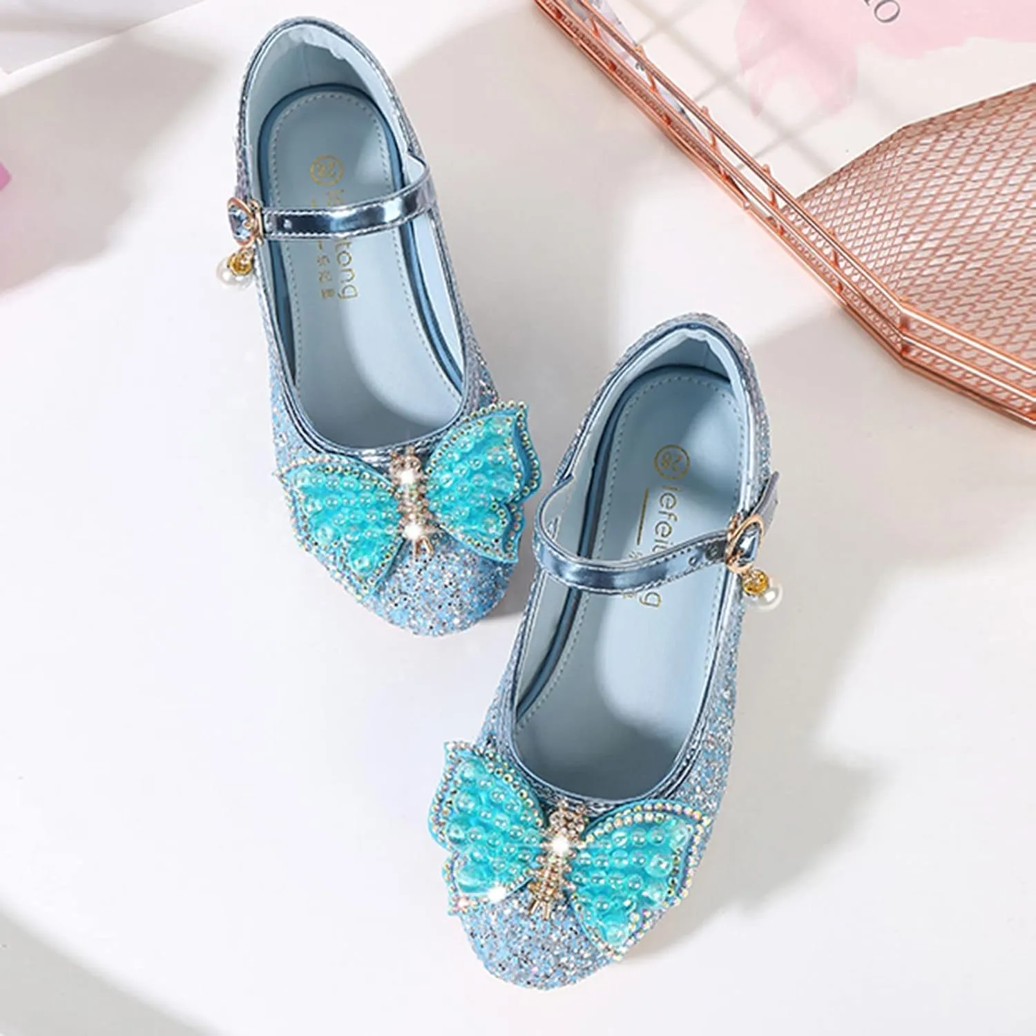 Toddler Flower Girl Bowknot Mary Jane Dress Shoes Cute School 𝗨niform Platform Kids Little Girls Slippers Size 9
