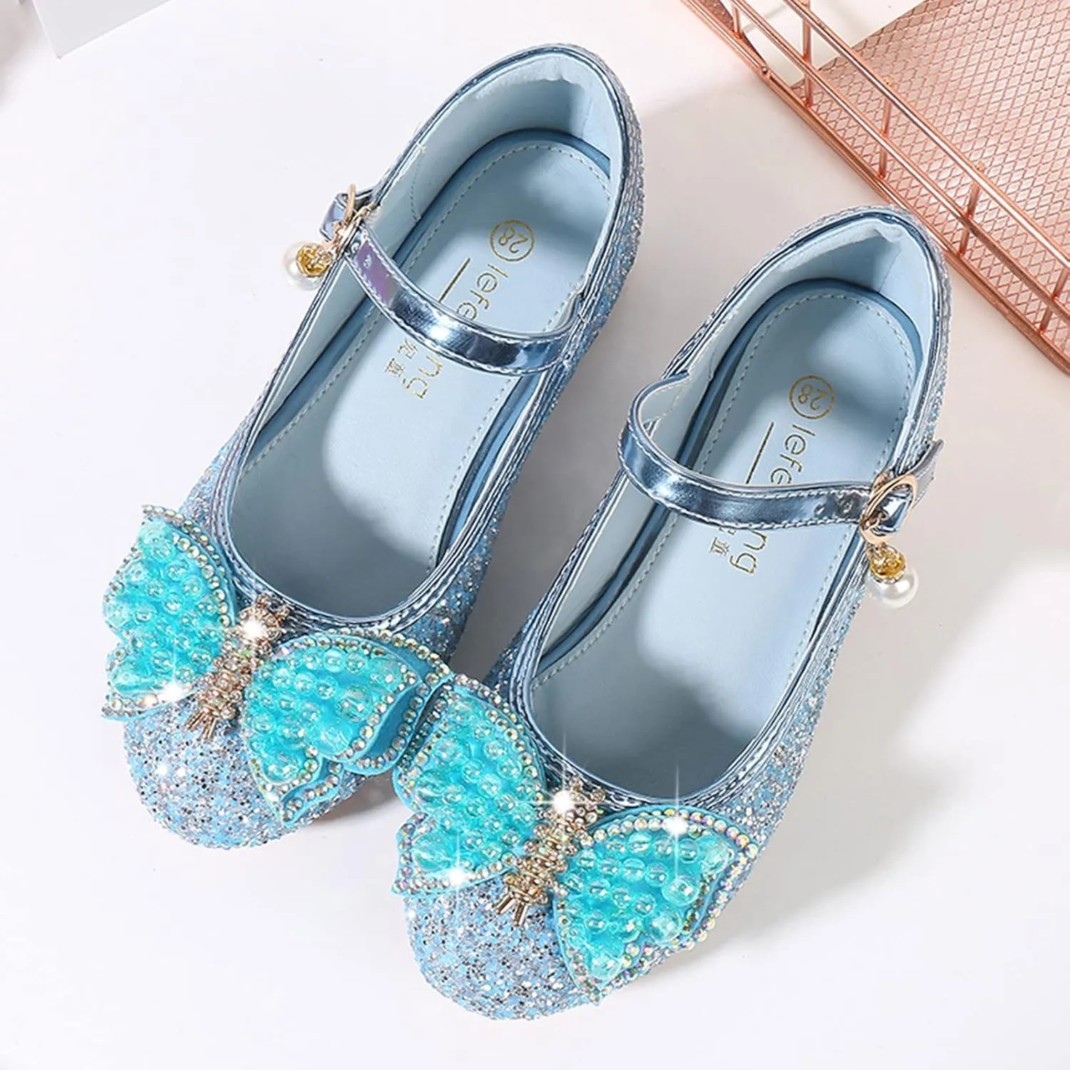 Toddler Flower Girl Bowknot Mary Jane Dress Shoes Cute School 𝗨niform Platform Kids Little Girls Slippers Size 9