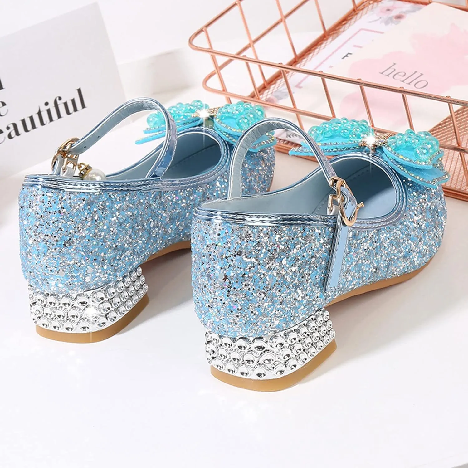 Toddler Flower Girl Bowknot Mary Jane Dress Shoes Cute School 𝗨niform Platform Kids Little Girls Slippers Size 9