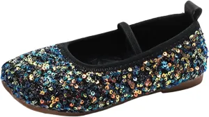 Toddler Girls Mary Jane Dress Shoes Ballet Flats Dress Up Shoes Sparkly Princess Mary Jane Shoes Uniform Dress Shoes