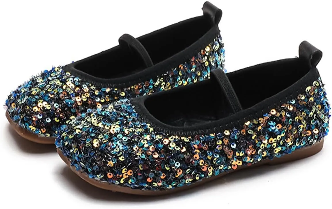 Toddler Girls Mary Jane Dress Shoes Ballet Flats Dress Up Shoes Sparkly Princess Mary Jane Shoes Uniform Dress Shoes