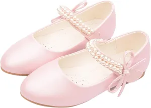 Toddler Girls Pearls Straps Mary Jane Shoes Bowknot Flat Kids Princess Dress Up Sandals Wedding P𝐚rty Outdoor