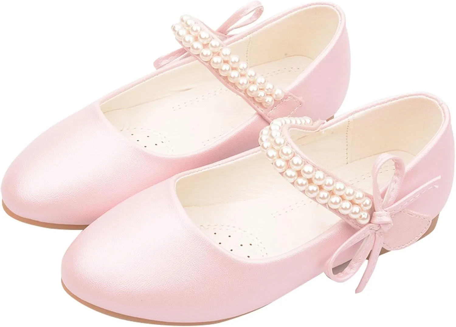 Toddler Girls Pearls Straps Mary Jane Shoes Bowknot Flat Kids Princess Dress Up Sandals Wedding P𝐚rty Outdoor