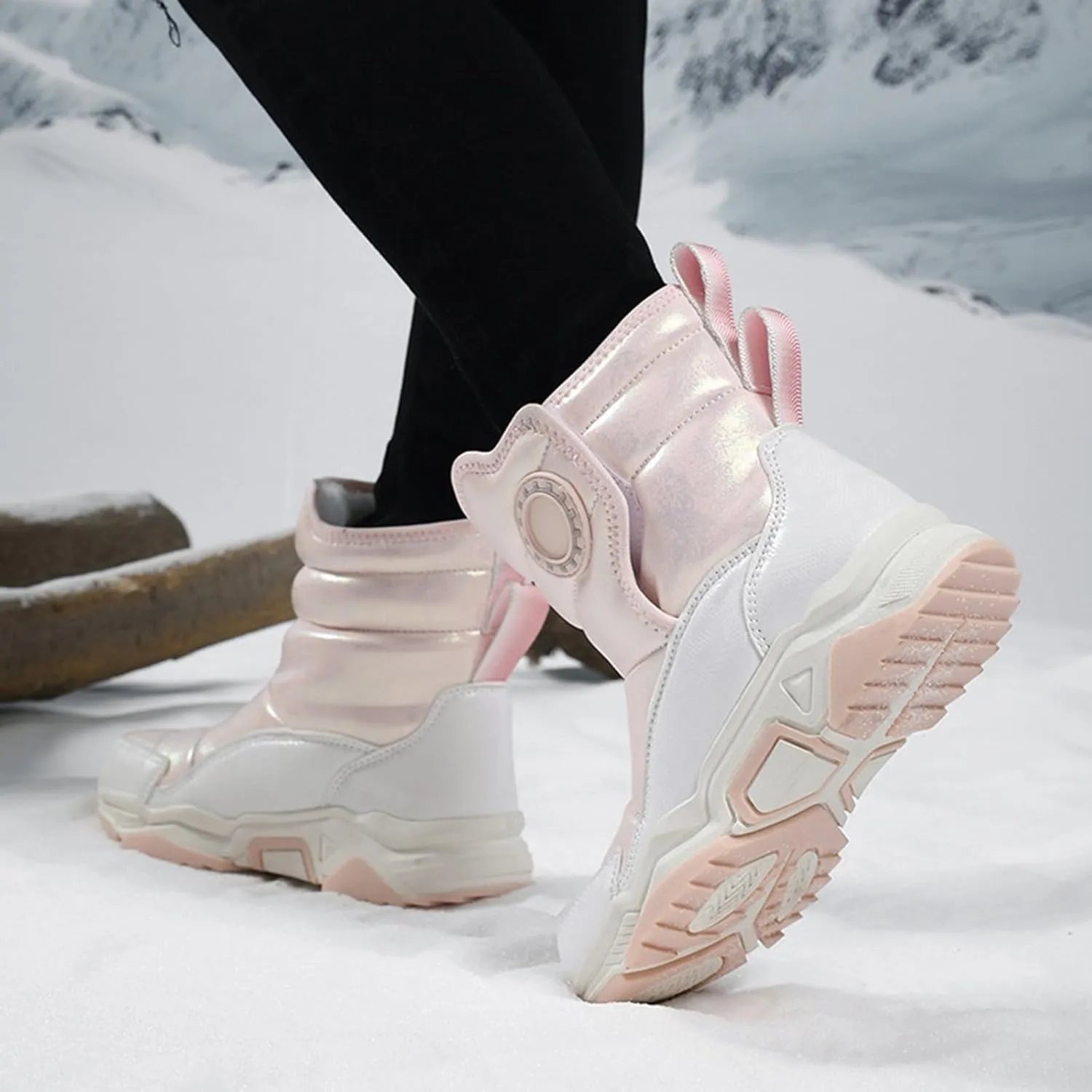 Toddler Girls' Snow Boots Ankle Snow Boots Kids Fur Lined Snow Shoes Kids Winter Boots Windproof Warm Baby Boys Girls