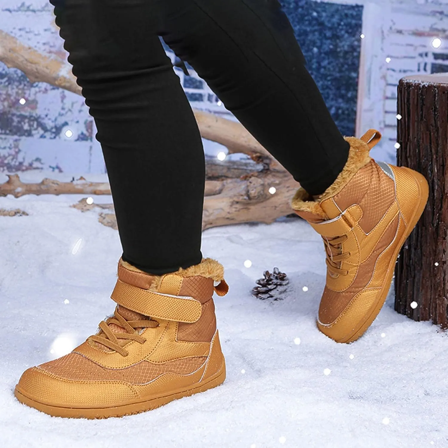 Toddler Girls' Snow Boots Toddler Winter Ankle Snow Boots Fur Lining Winter Boots Kids Windproof Kids School Booties