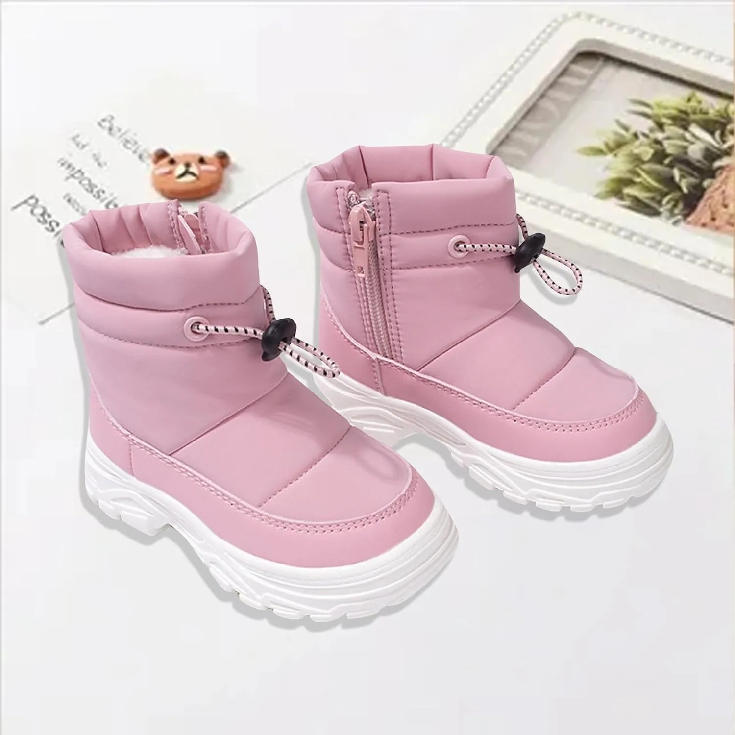 Toddler Girls' Snow Boots Winter Boots Kids Ankle Boots Baby Boys Girls Fur Lined Boots Warm Non Slip Windproof Boots