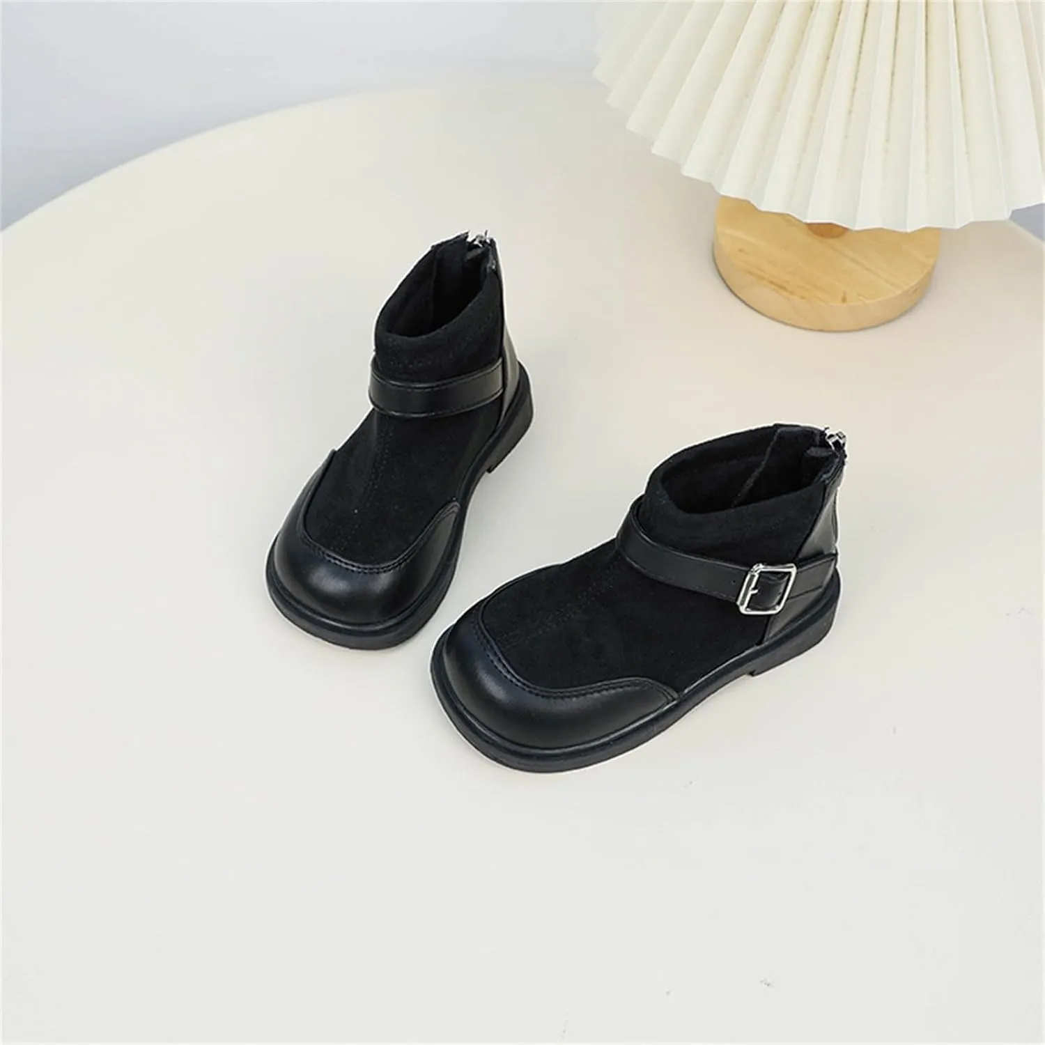 Toddler Kids Girls Classic Buckle Ankle Boots PU Leather Anti Slip Outdoor Casual Hiking Shoes Girls Lined Boots Size 1