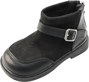 Toddler Kids Girls Classic Buckle Ankle Boots PU Leather Anti Slip Outdoor Casual Hiking Shoes Girls Lined Boots Size 1
