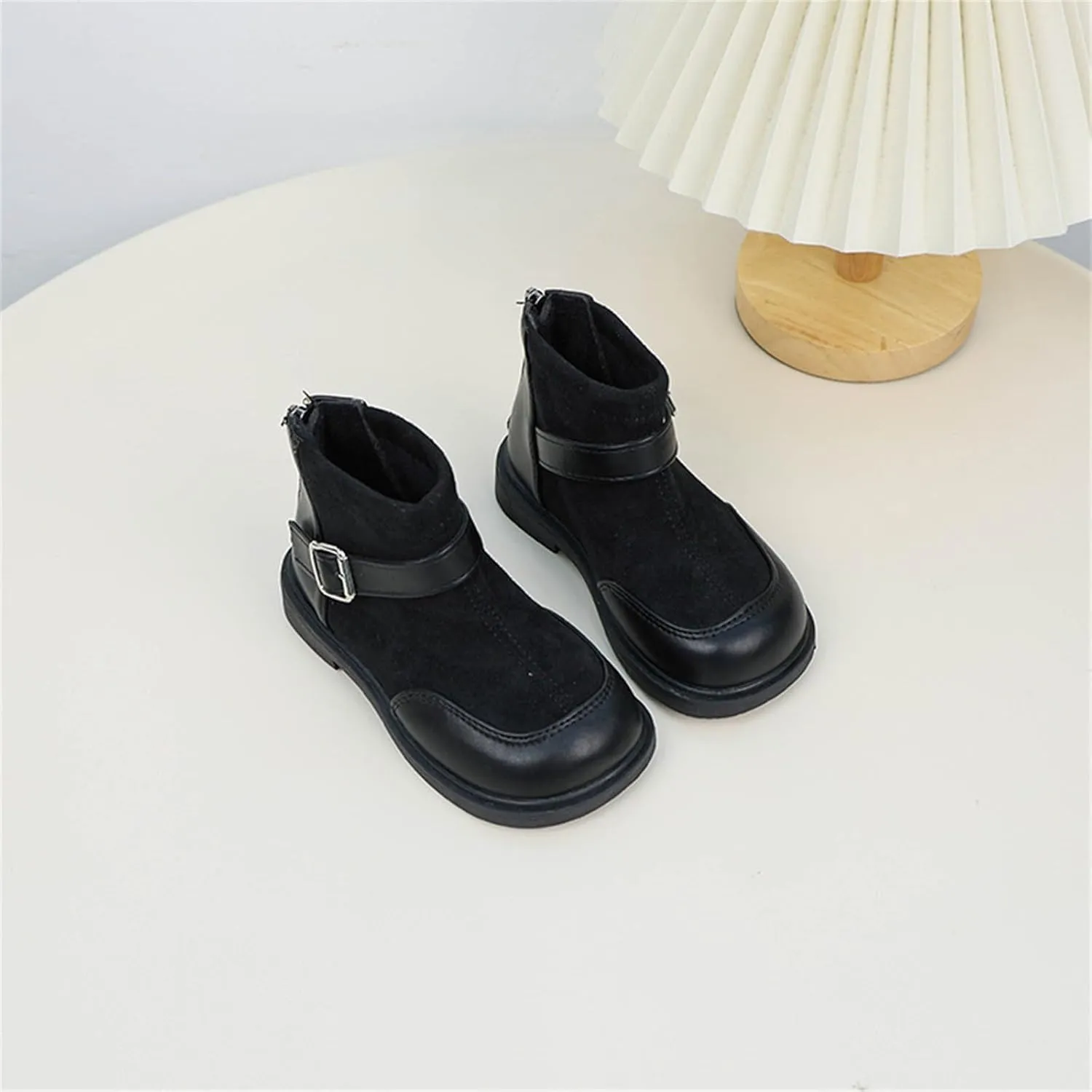 Toddler Kids Girls Classic Buckle Ankle Boots PU Leather Anti Slip Outdoor Casual Hiking Shoes Girls Lined Boots Size 1