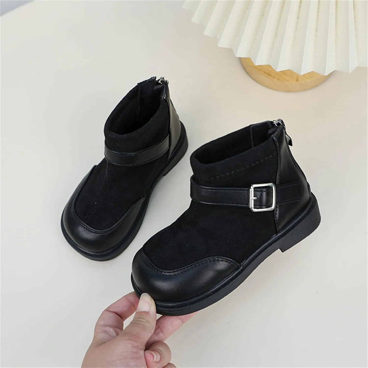 Toddler Kids Girls Classic Buckle Ankle Boots PU Leather Anti Slip Outdoor Casual Hiking Shoes Girls Lined Boots Size 1