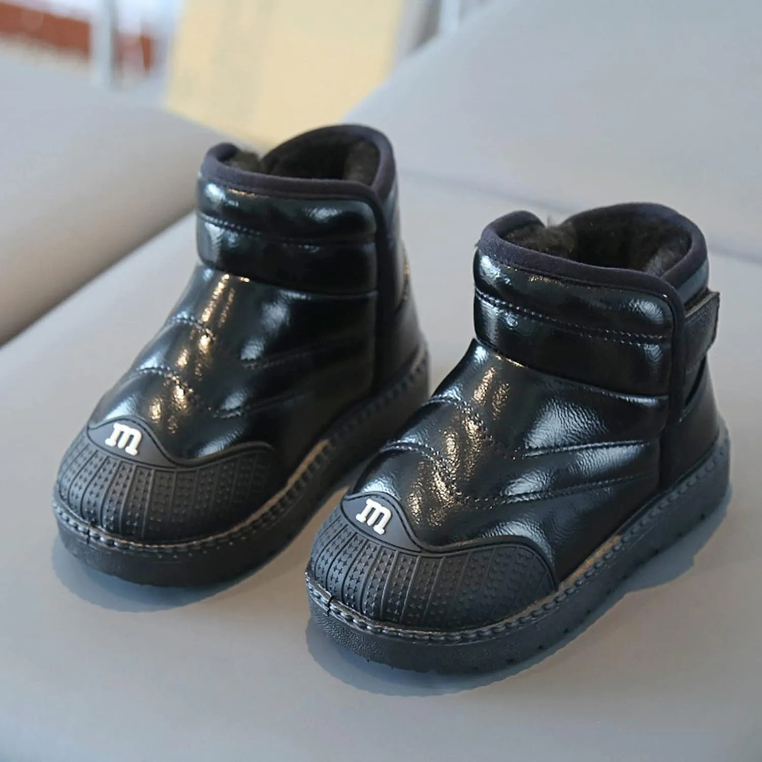 Toddler PU Leather Non-slip Resistan Ankle boots Kids Snow Boots Girl's Warm Winter Wterproof Outdoor Boot