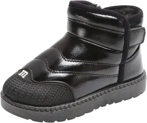 Toddler PU Leather Non-slip Resistan Ankle boots Kids Snow Boots Girl's Warm Winter Wterproof Outdoor Boot