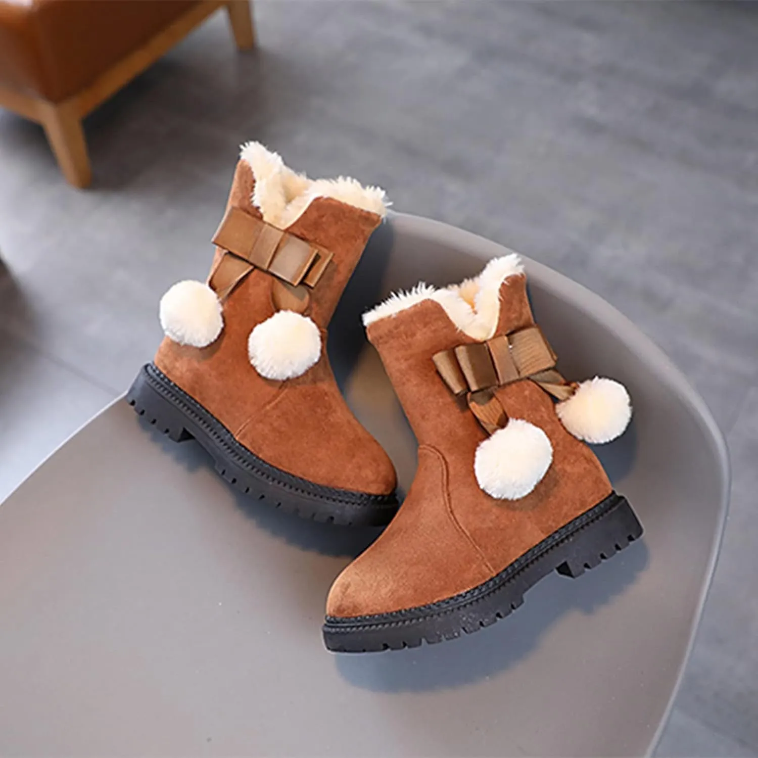 Toddler Snow Boots Faux Fur Lined Winter Snow Boots Warm Ankle Boots Baby Boys Girls Thermal Shoes Kids Winter Shoes