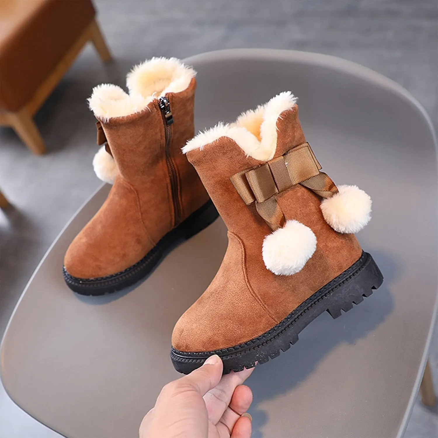 Toddler Snow Boots Faux Fur Lined Winter Snow Boots Warm Ankle Boots Baby Boys Girls Thermal Shoes Kids Winter Shoes