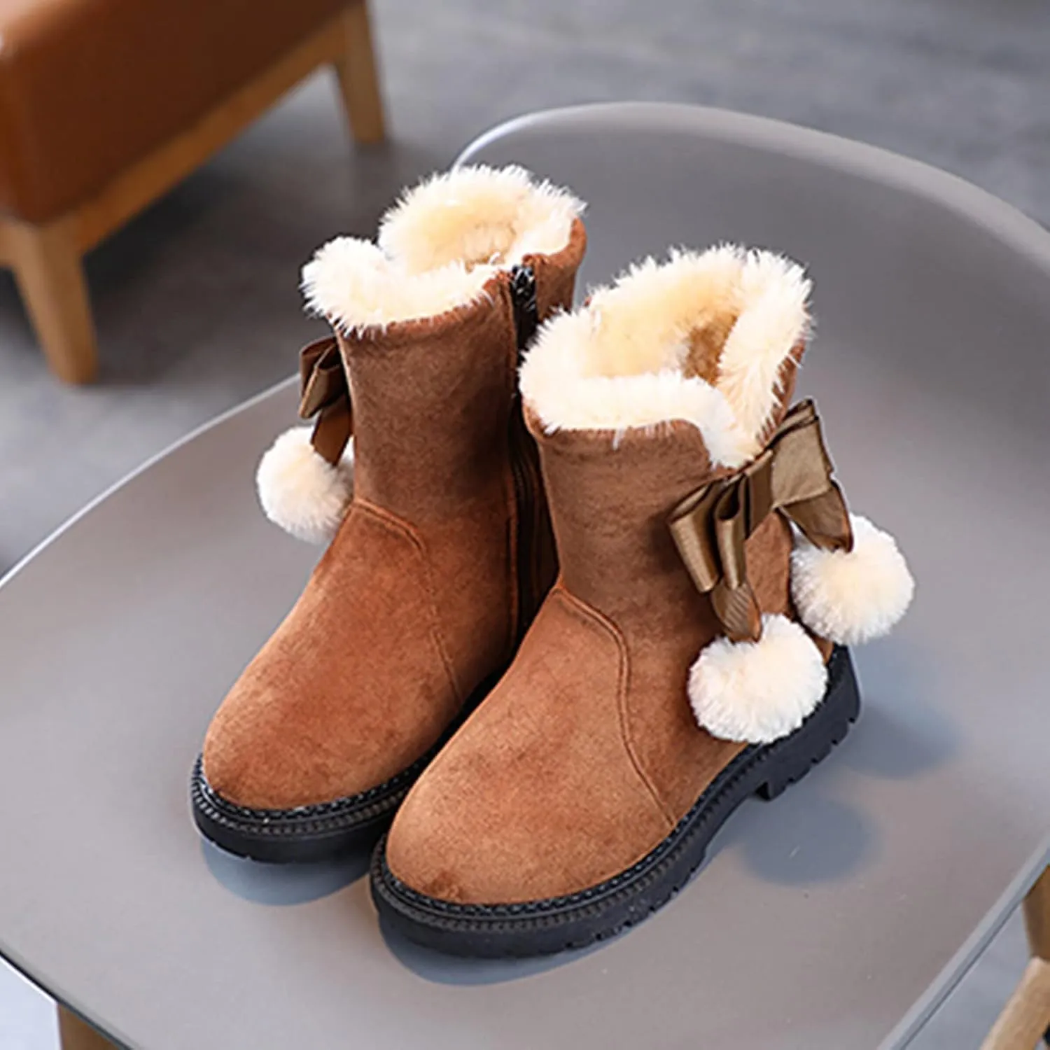 Toddler Snow Boots Faux Fur Lined Winter Snow Boots Warm Ankle Boots Baby Boys Girls Thermal Shoes Kids Winter Shoes