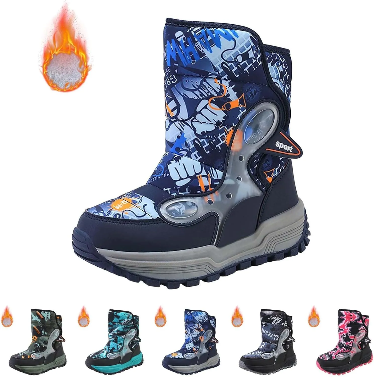 Toddler Winter Snow Boots Kids Fur Lined Warm Boots Baby Boys Girls Thermal Winter Boots Non Slip Ankle Booties Shoes