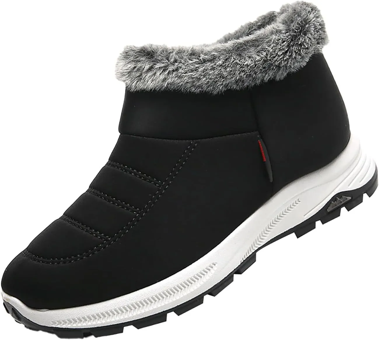 Unisex Women Men Snow Boots Ankle Booties Waterproof Winter Boots Synthetic Leather Side Zip Water Resistant Shoes