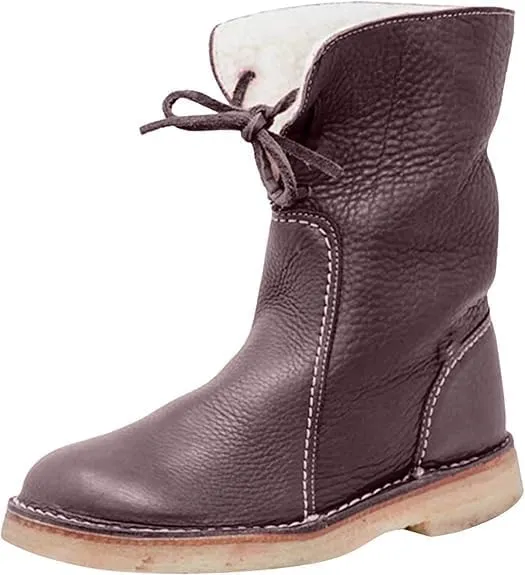 Vintage Buttery-Soft Waterproof Wool Lining Boots Vintage Buttery-Soft Wool Lining Boots PU Leather