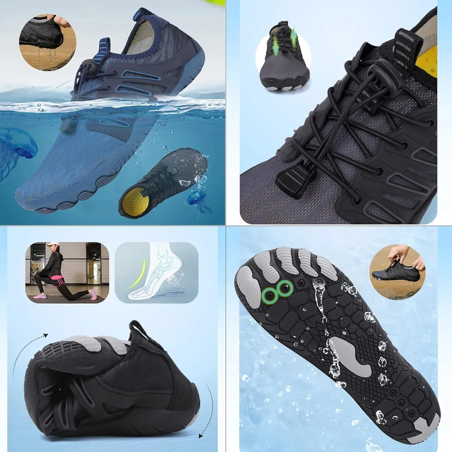 Water Shoes Men,Summer Quick-Dry Pool Surf Aqua Swim Shoes Women,Casual Breathable Lightweight Diving Barefoot Beach Shoes,Unisex,for Outdoor Kayaking Walking Hiking Yoga