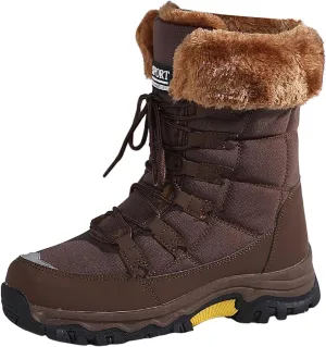 Waterproof Snow Boots Women, Winter Snow Boots Lightweight Warm Faux Fur Lined Mid-Calf Booties Anti-Slip Cold Weather Comfortable Furry Mid Calf Warm Shoes
