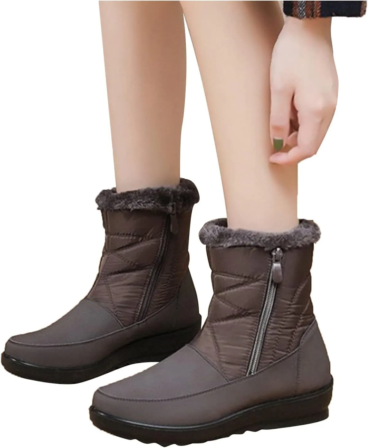 Winter Boots for Women Winter Warm Outdoor Faux Fur Lined Shoes Warm Cozy Short Ankle Booties Lightweight Snow Boot