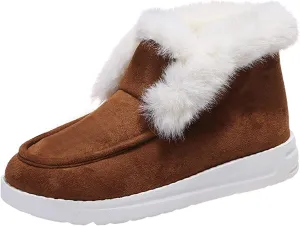 Winter Fashion Boots For Women 2024 Snow Boots Classic Faux Fur Lined Slip On Ankle Boots Casual Warm Loafers Shoes
