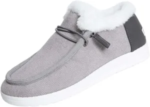 Winter Shoes Women Fleece Lined Low-Top Slip Ons Comfortable Flats Fur Lace Up Loafers Casual Canvas Sneakers