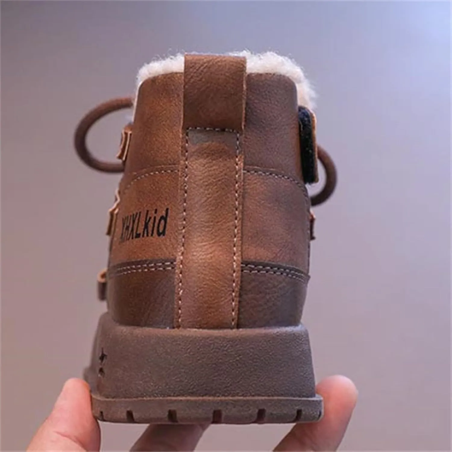 Winter Snow Boots Kids Fr Lined Snow Warm Winter Boots Lce Up Non Slip Ankle Booties Boys Comfortable Fuzzy Boots