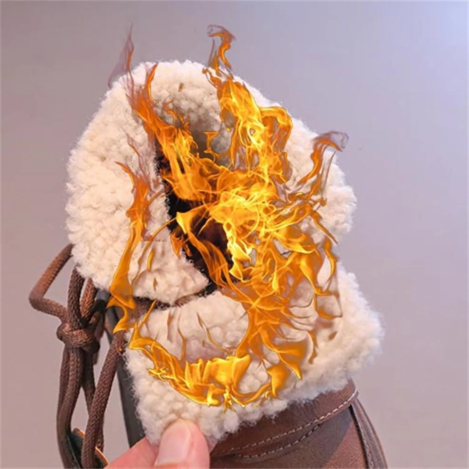 Winter Snow Boots Kids Fr Lined Snow Warm Winter Boots Lce Up Non Slip Ankle Booties Boys Comfortable Fuzzy Boots