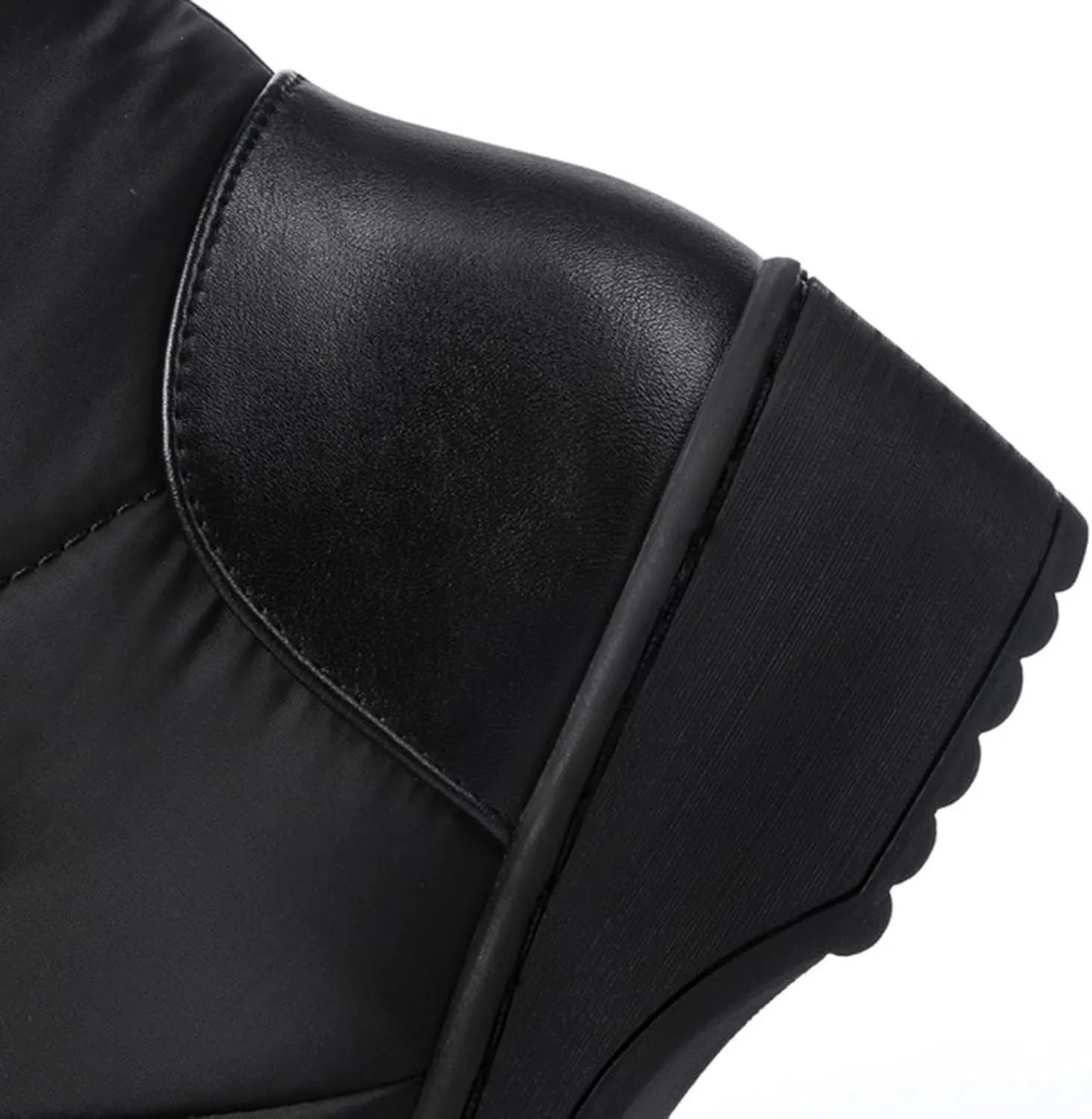 Winter Warm Padded New Flat Bottom Thickened Down Fabric Mid Calf Snow Boots Big Size Womens Fashion Boots Wide