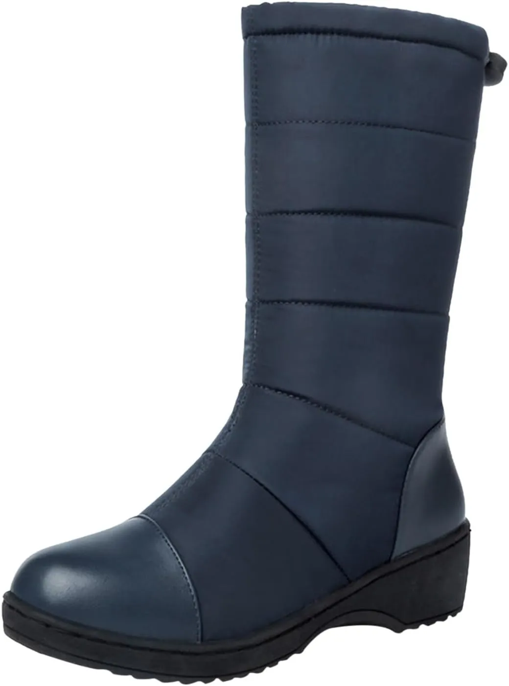 Winter Warm Padded New Flat Bottom Thickened Down Fabric Mid Calf Snow Boots Big Size Womens Fashion Boots Wide