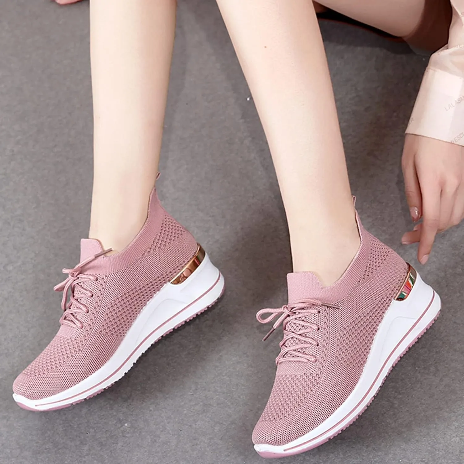 Women Lightweight Slip On Sneakers Casual Walking Shoes Comfortable Canvas Flats Non Slip Elastic Loafers