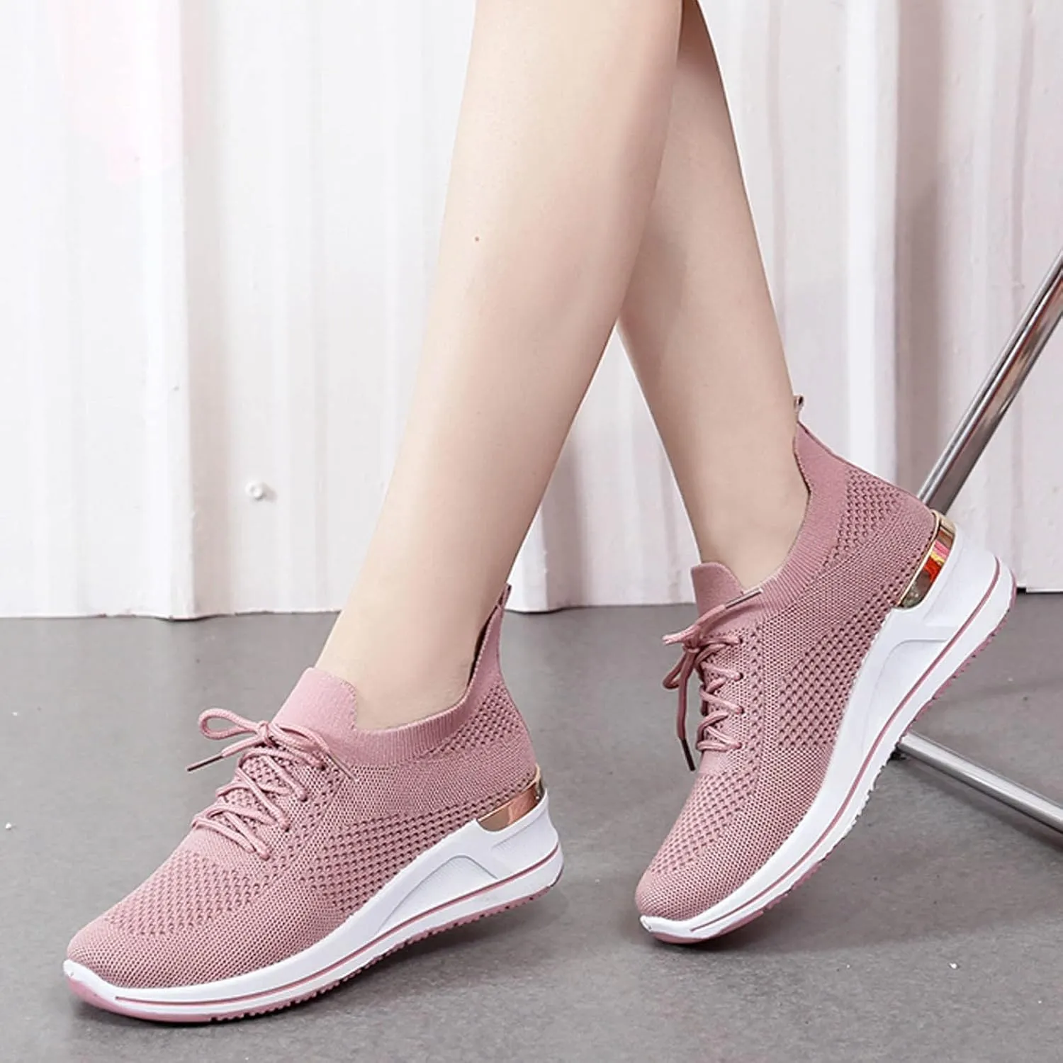 Women Lightweight Slip On Sneakers Casual Walking Shoes Comfortable Canvas Flats Non Slip Elastic Loafers