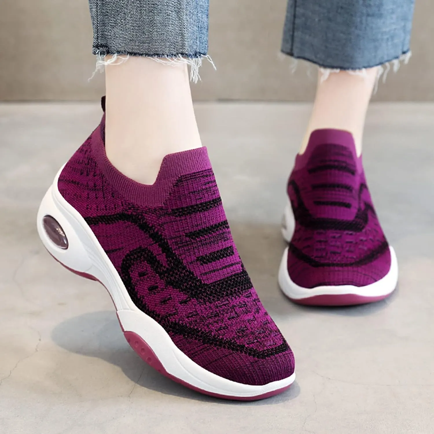 Women Running Shoes Athletic Tennis Sneakers Air Cushion Walking Shoes Lightweight Breathable Sneakers Workout Shoes