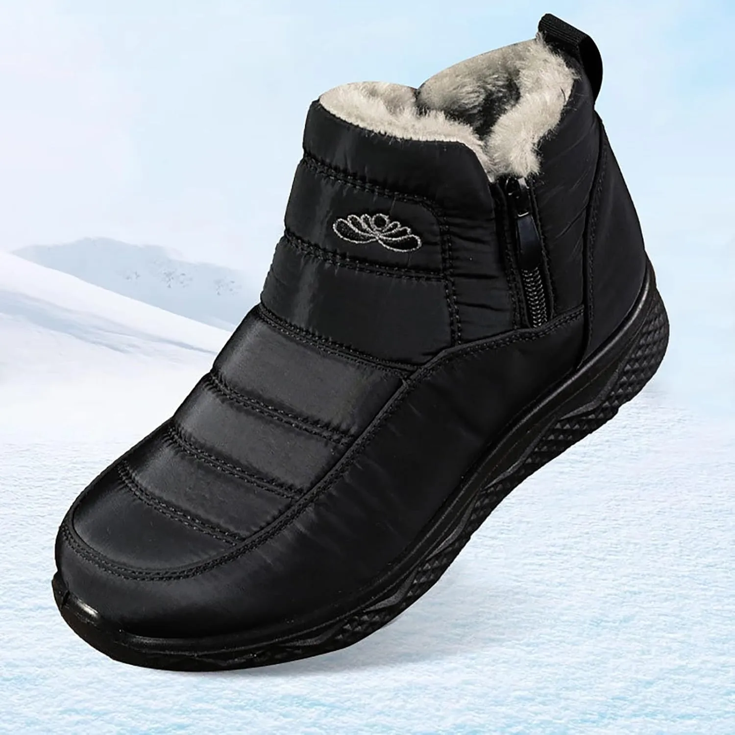 Women Snow Boots Waterproof Women's Fleece Lined Snow Boots Womens with Warm Fur Lining Barefoot Shoes Grounded Footwear Hiking Mens Running Shoes Men Snow Booties
