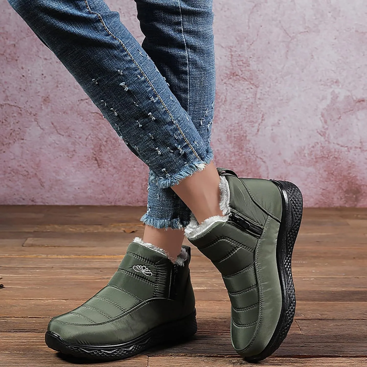 Women Snow Boots Waterproof Women's Fleece Lined Snow Boots Womens with Warm Fur Lining Barefoot Shoes Grounded Footwear Hiking Mens Running Shoes Men Snow Booties