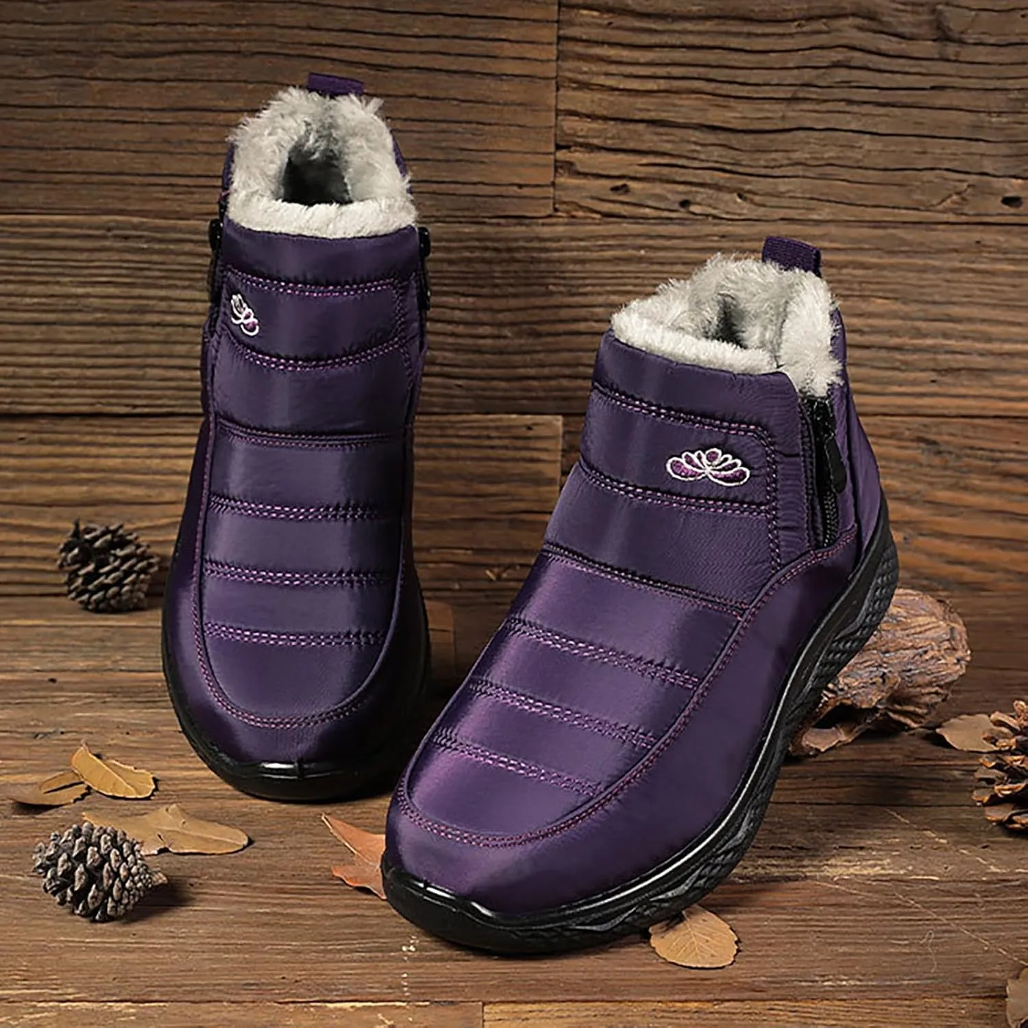Women Snow Boots Waterproof Women's Fleece Lined Snow Boots Womens with Warm Fur Lining Barefoot Shoes Grounded Footwear Hiking Mens Running Shoes Men Snow Booties